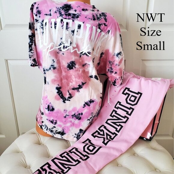NWT PINK Victoria's Secret Campus Tee Shirt Classic Pant Sweatpants Jogger SET - Picture 3 of 15